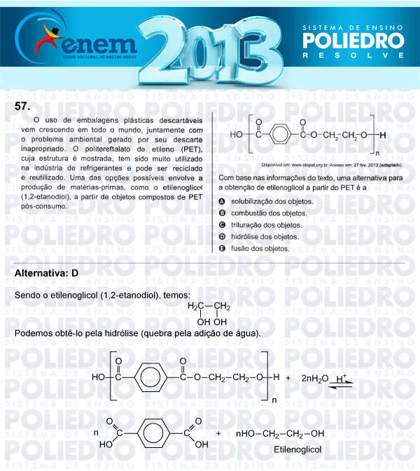 Questão 57 - Sábado (Prova Amarela) - ENEM 2013