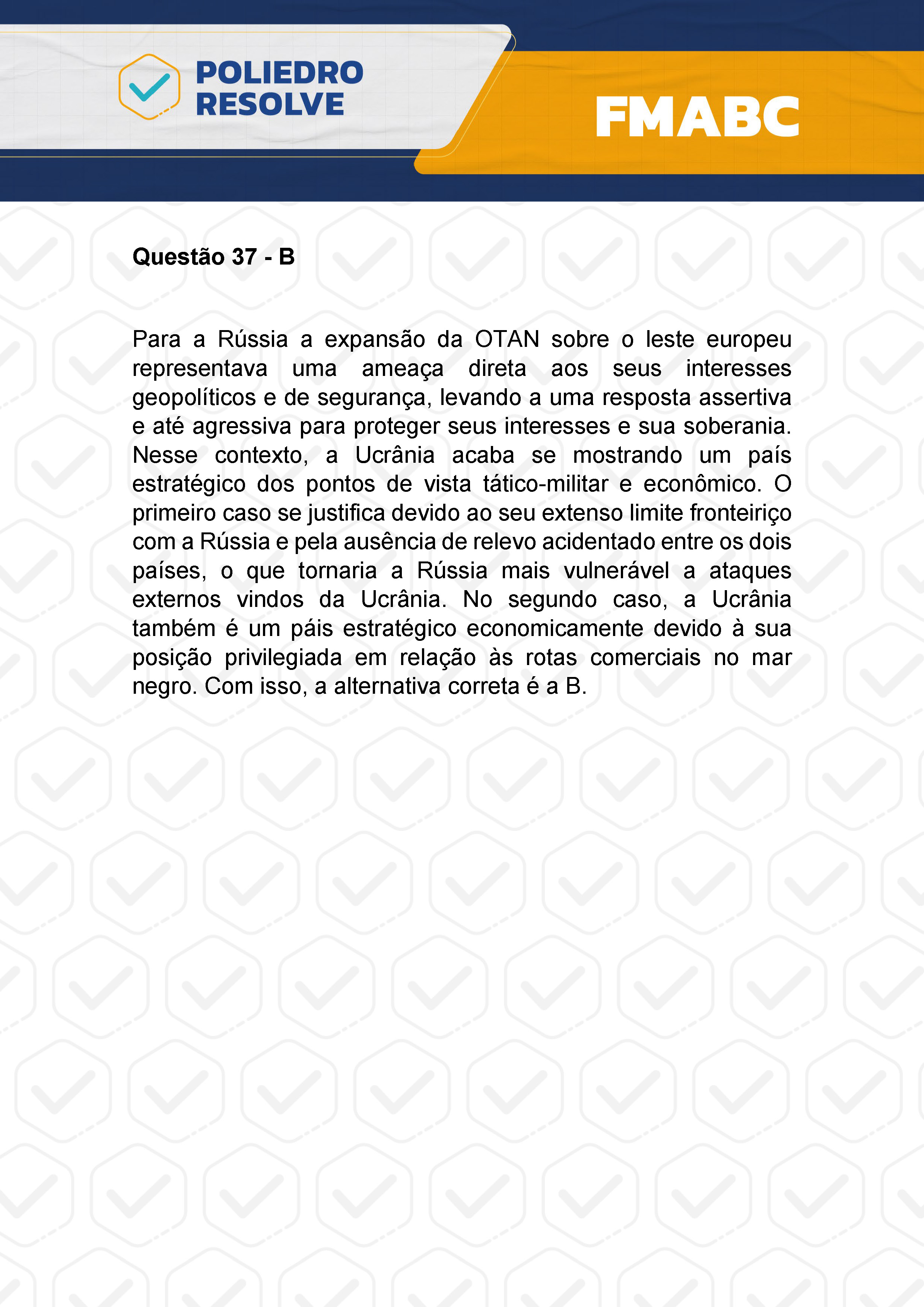 Questão 37 - Fase única - FMABC 2024