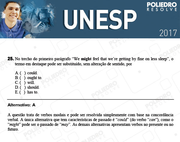 Questão 25 - 1ª Fase - UNESP 2017