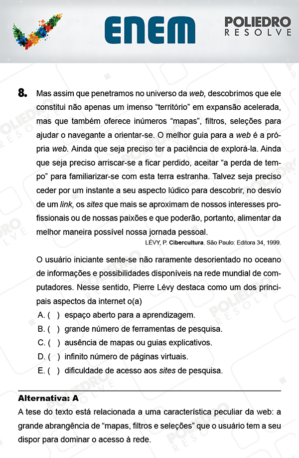 Questão 8 - 1º Dia (PROVA AZUL) - ENEM 2017