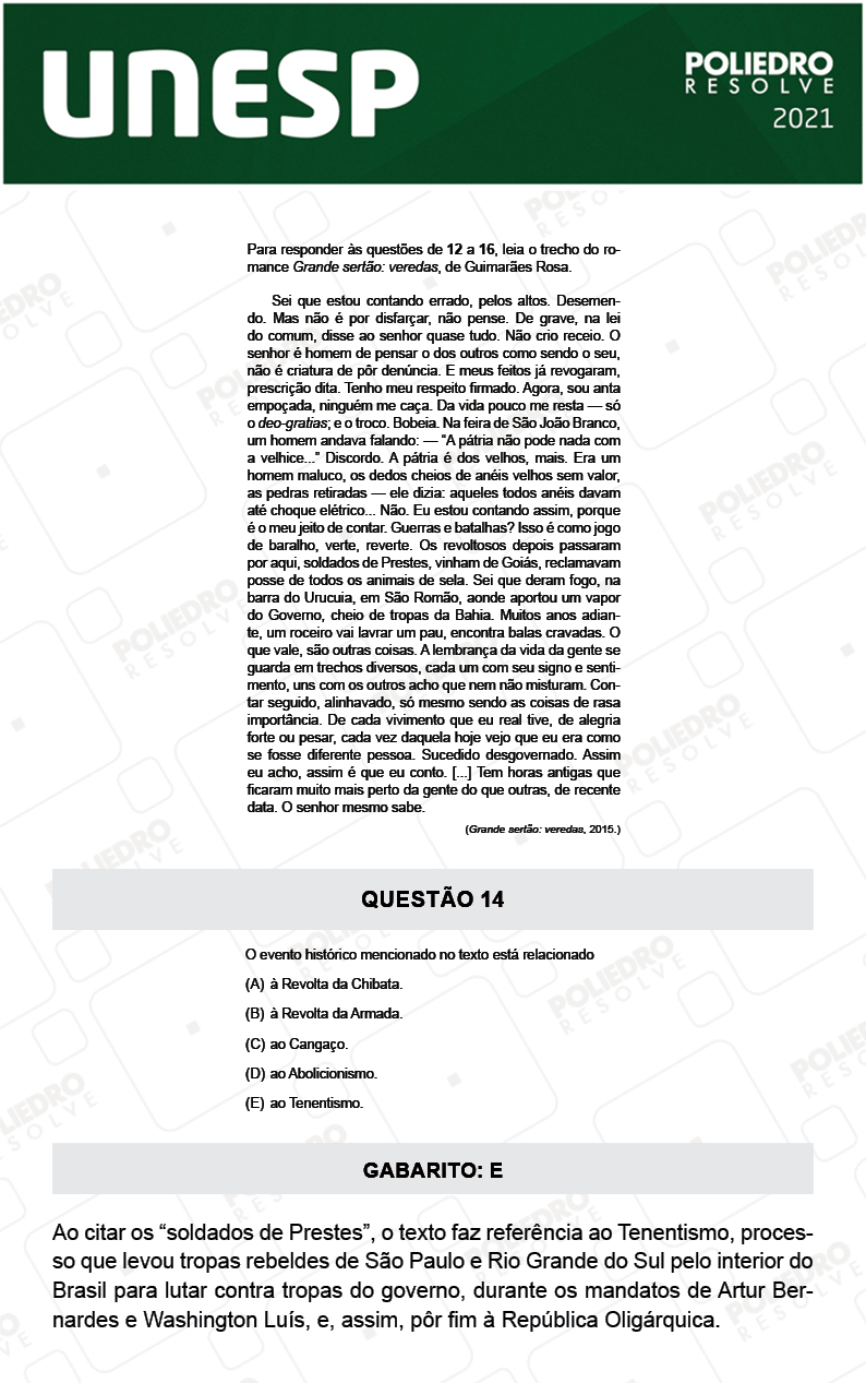 Questão 14 - 1ª Fase - 2º Dia - UNESP 2021