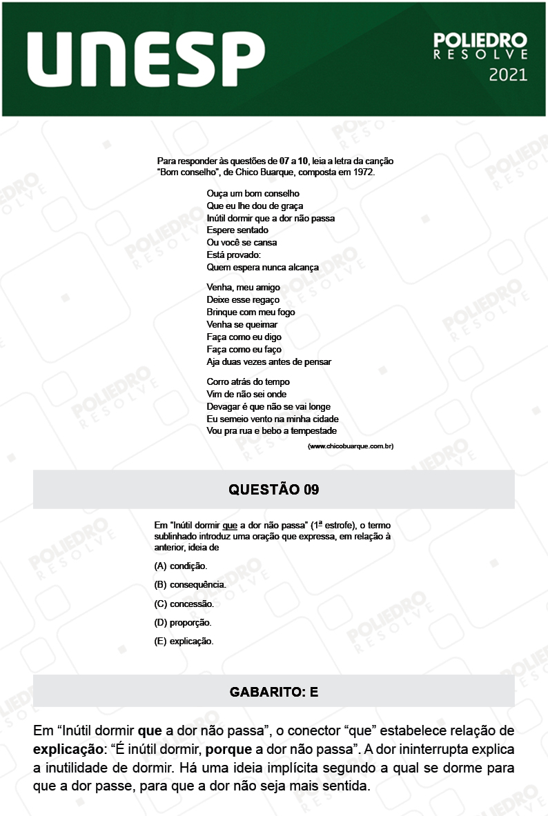 Questão 9 - 1ª Fase - 2º Dia - UNESP 2021