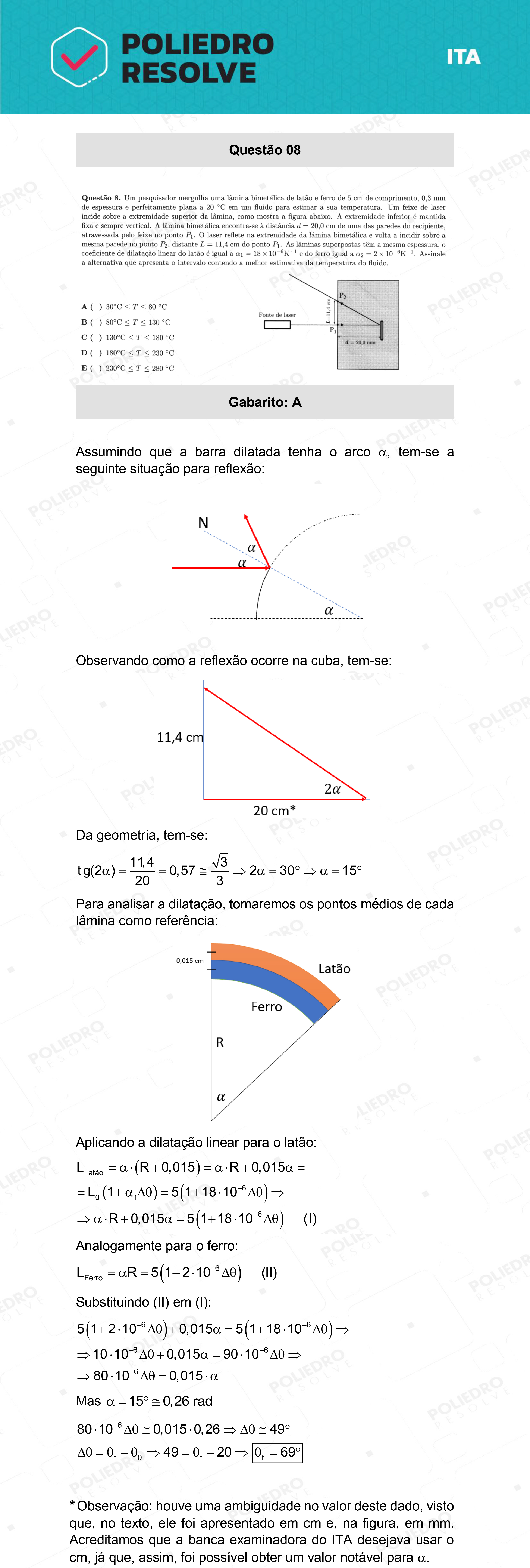 Questão 8 - 1ª Fase - ITA 2022