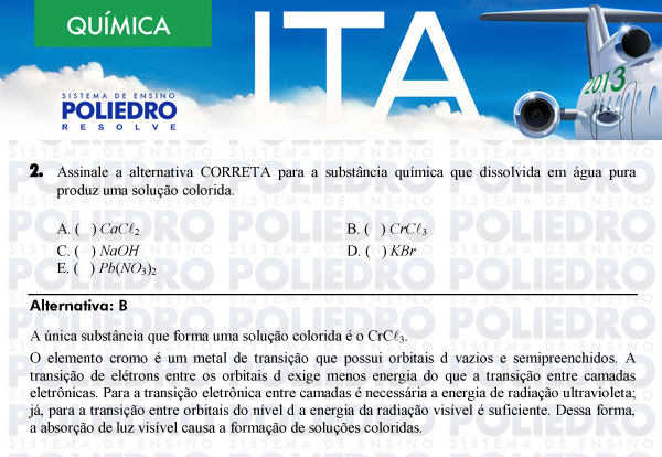 Questão 2 - Química - ITA 2013