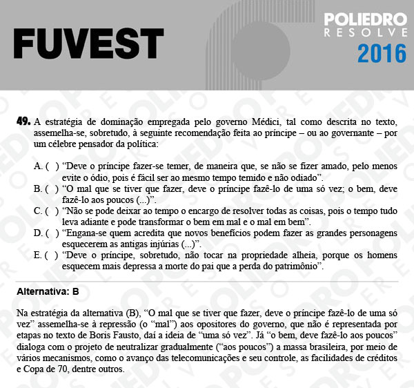 Questão 49 - 1ª Fase - FUVEST 2016