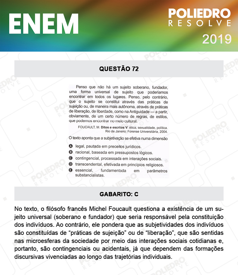 Questão 72 - 1º DIA - PROVA BRANCA - ENEM 2019