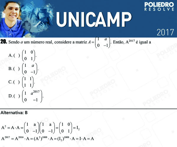 Questão 20 - 1ª Fase - UNICAMP 2017