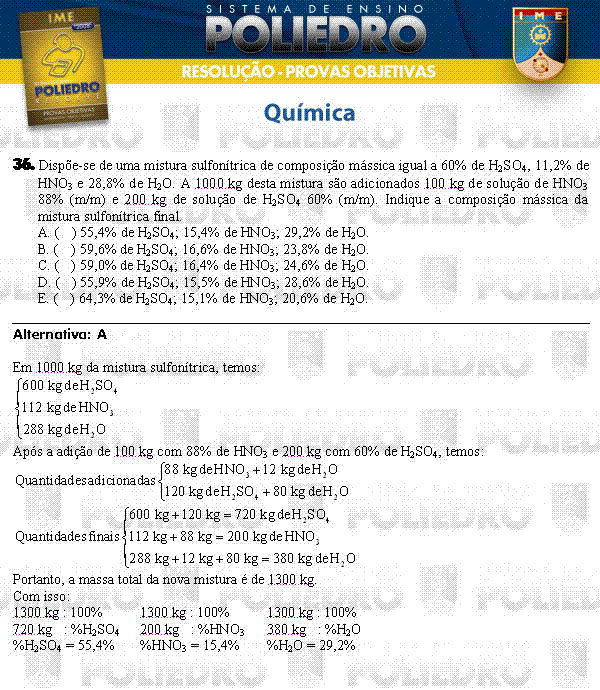 Questão 36 - Objetivas - IME 2008