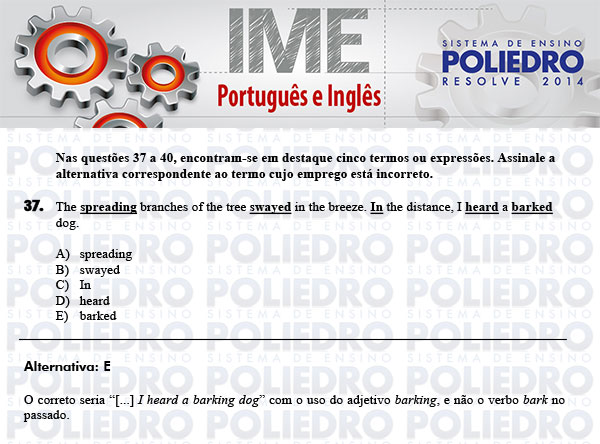 Questão 37 - Português e Inglês - IME 2014