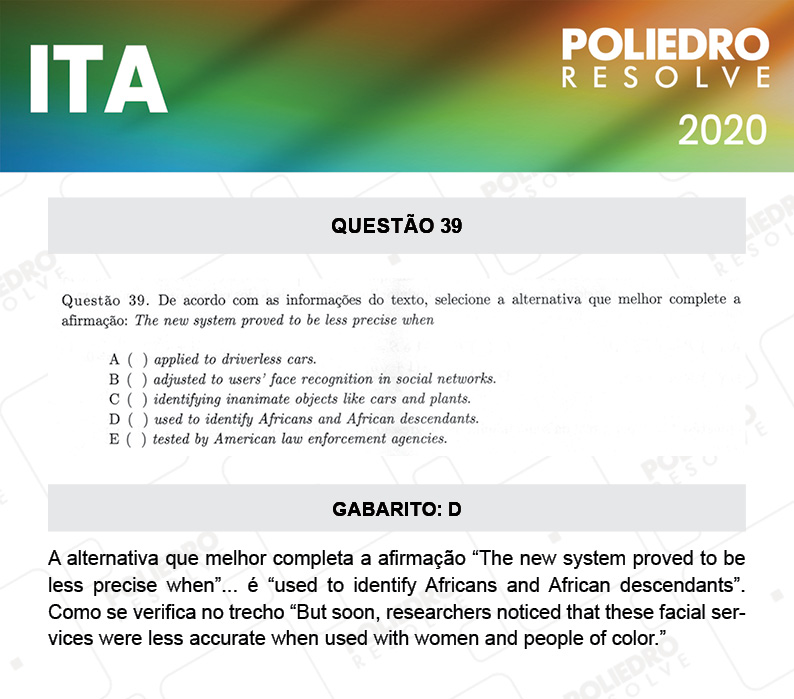 Questão 39 - 1ª Fase - ITA 2020