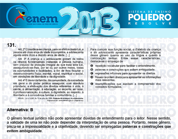 Questão 131 - Domingo (Prova Cinza) - ENEM 2013